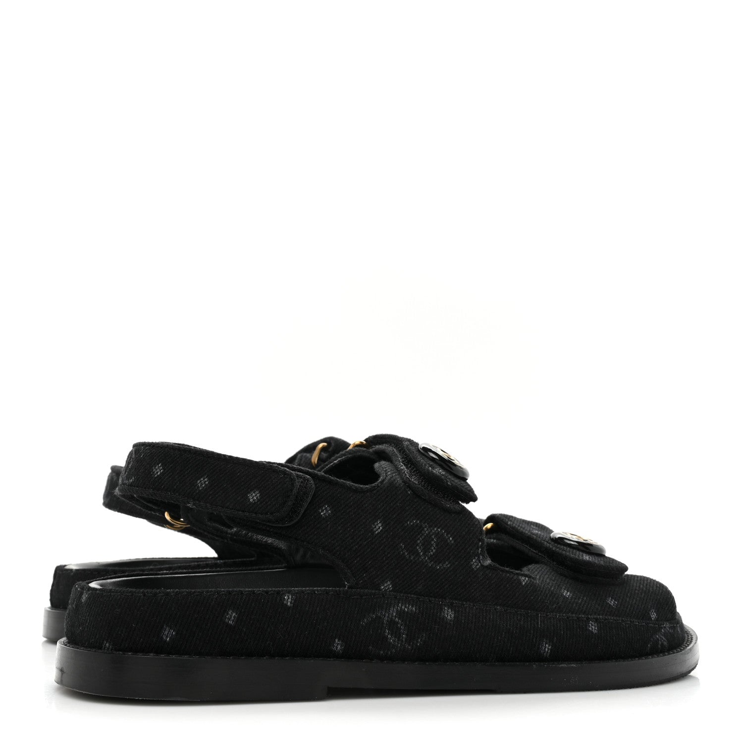 Chanel Denim Printed Dad Sandals 36.5 Black 4 of 12