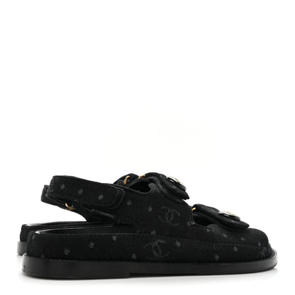 Chanel Denim Printed Dad Sandals 36.5 Black 4 of 12
