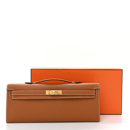 Hermes Epsom Kelly Cut Clutch Pochette Gold 10 of 10