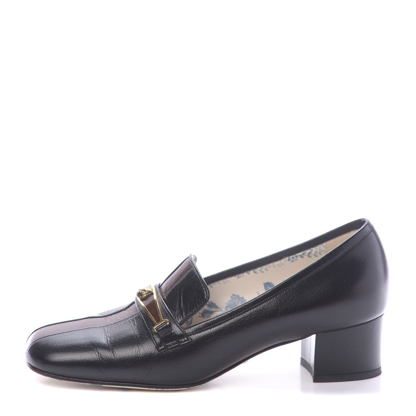 Goatskin Feline Ginger Loafer Pumps 37 Black Light Brown