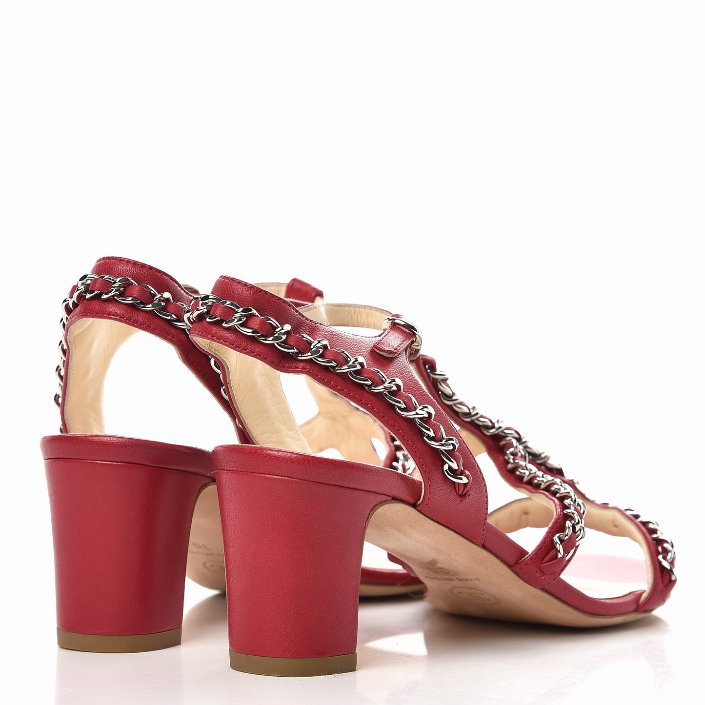 Lambskin Gladiator Chain Sandals 36 Dark Pink