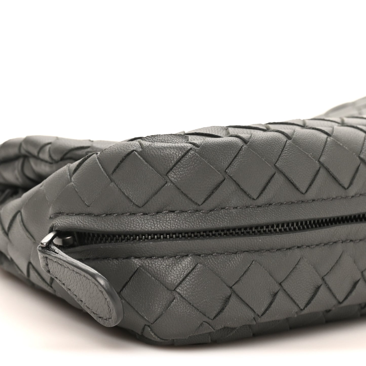 Nappa Intrecciato Small Chain Crossbody Light Grey