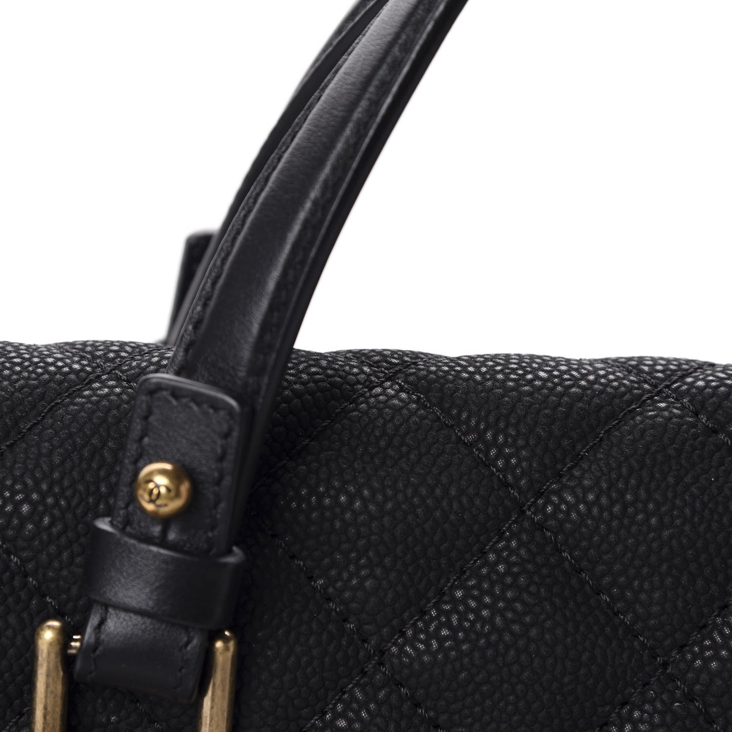 Iridescent Caviar Chic Quilt Tote Black