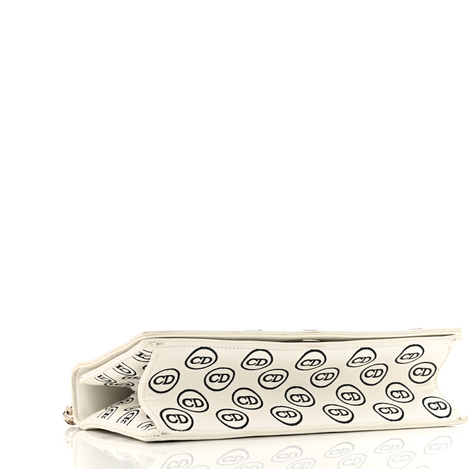 Christian Dior Calfskin Printed Medium Diorama Flap Bag White 4 of 14