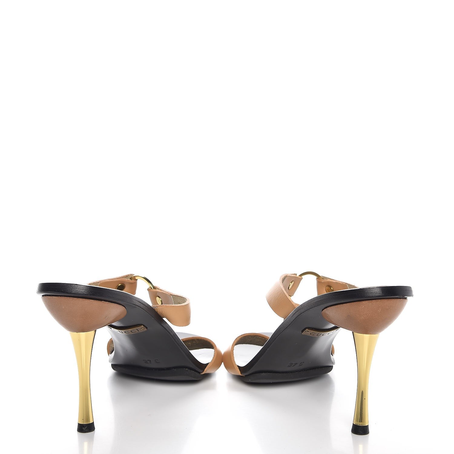 Gucci Calfskin Sandal Heels 37 Beige 6 of 9