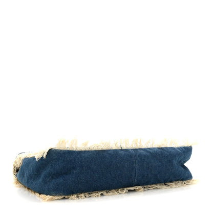 Chanel Frayed Denim Quilted Flap Blue 4 of 13