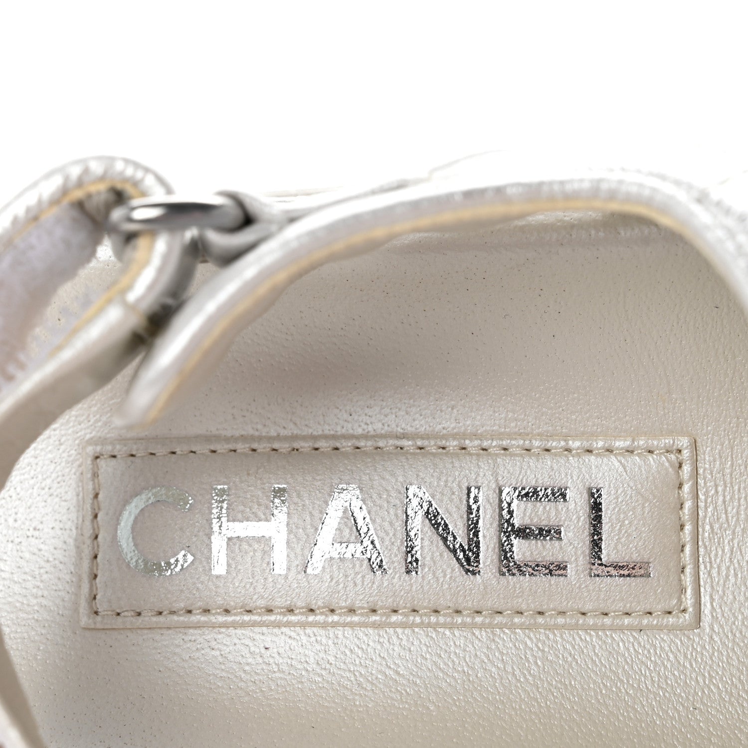 Chanel Laminated Lambskin Quilted Velcro Dad Sandals 36.5 White 8 of 10