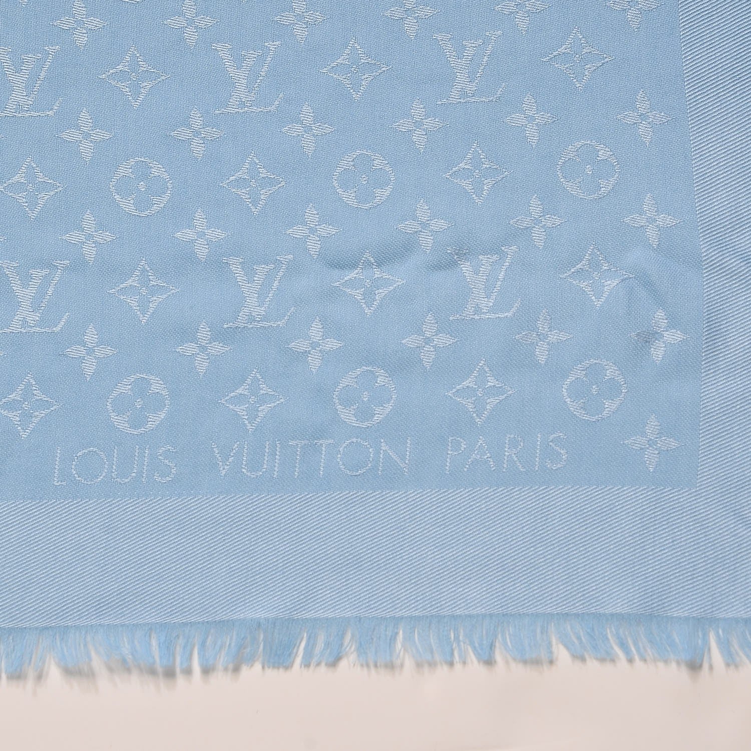 Louis Vuitton Silk Wool Monogram Shawl Blue Ciel 3 of 4
