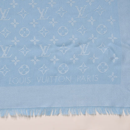 Louis Vuitton Silk Wool Monogram Shawl Blue Ciel 3 of 4