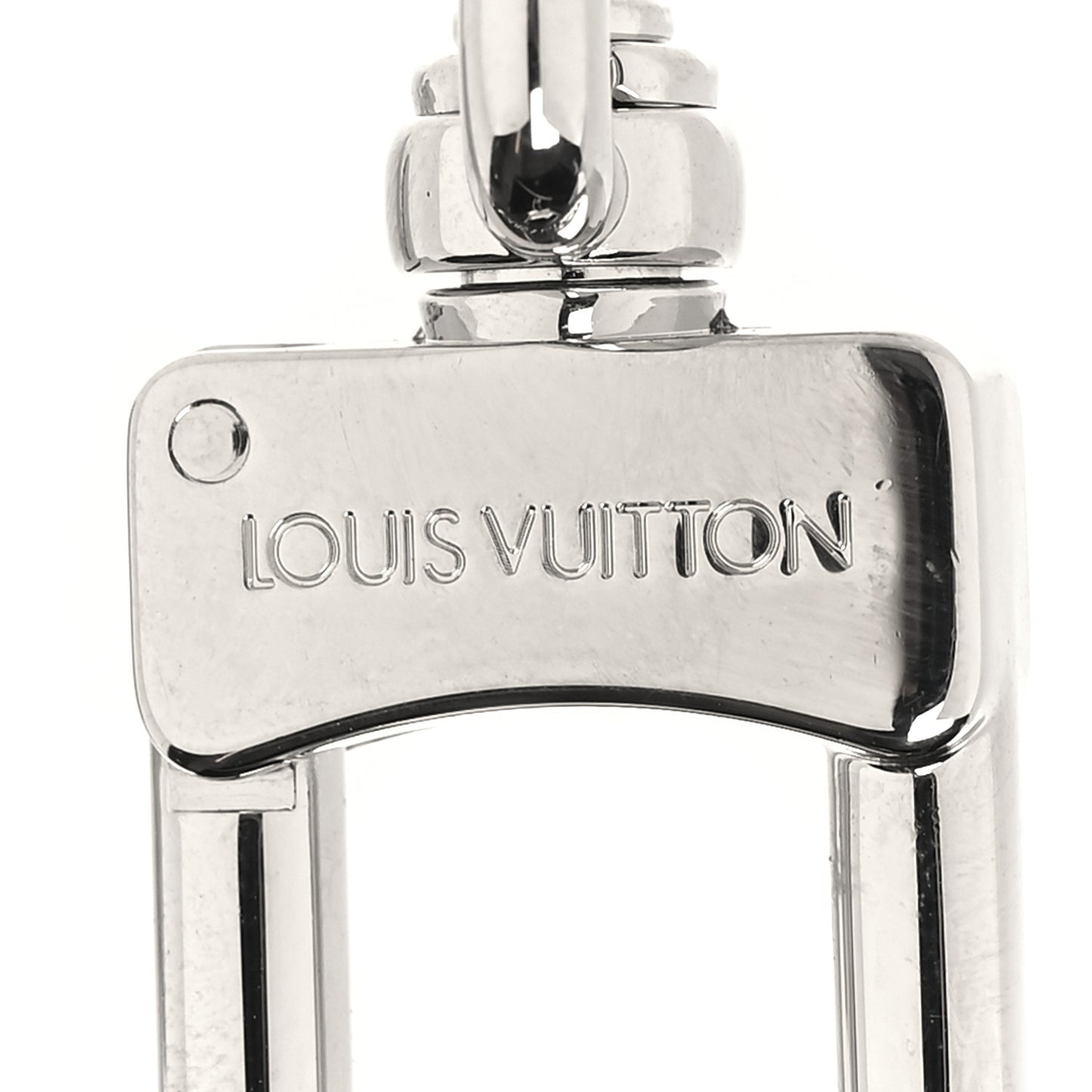 Metal Palladiium Finish LV Initiales Bag Charm Key Holder Silver