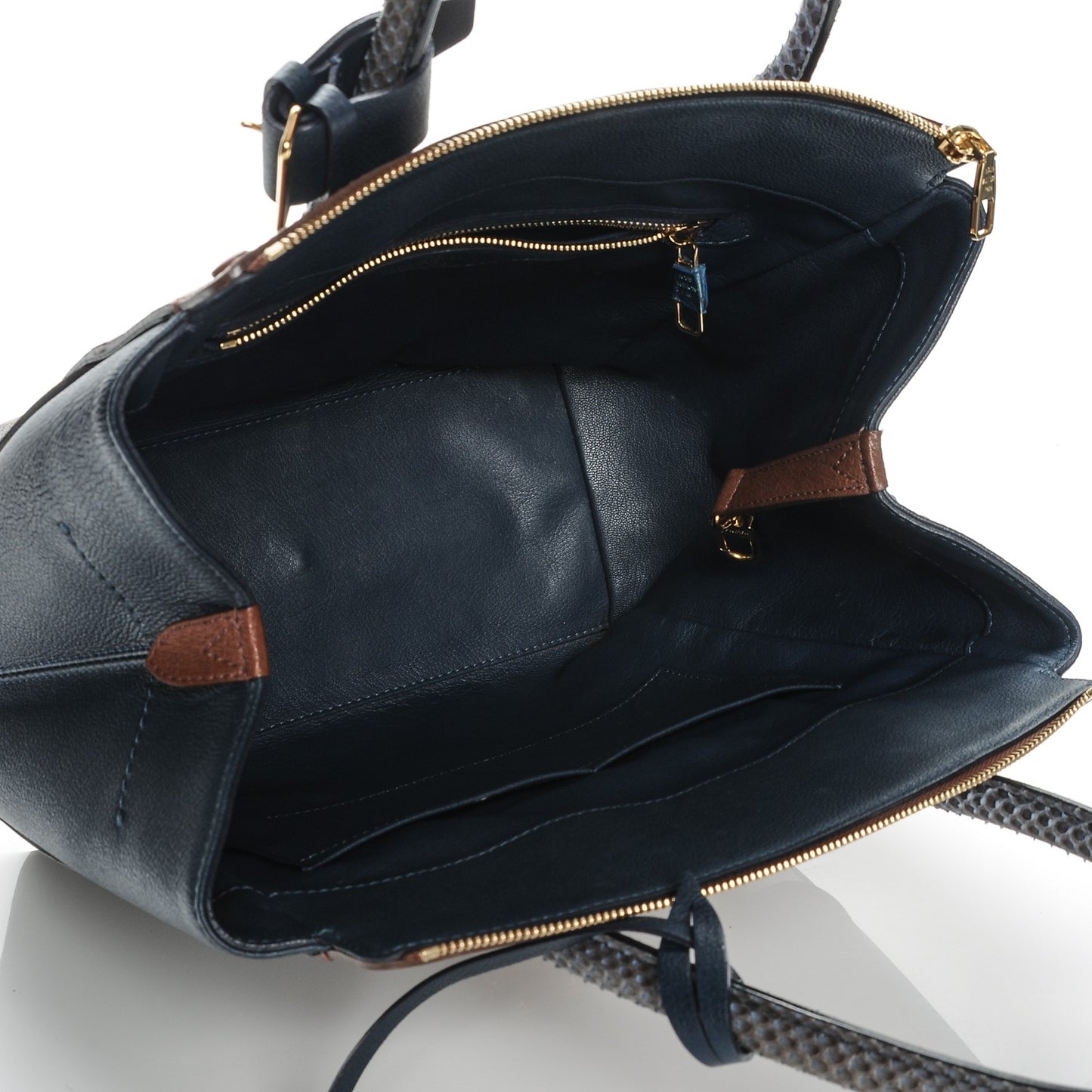 Ostrich Python Majestueux Tote MM Blue