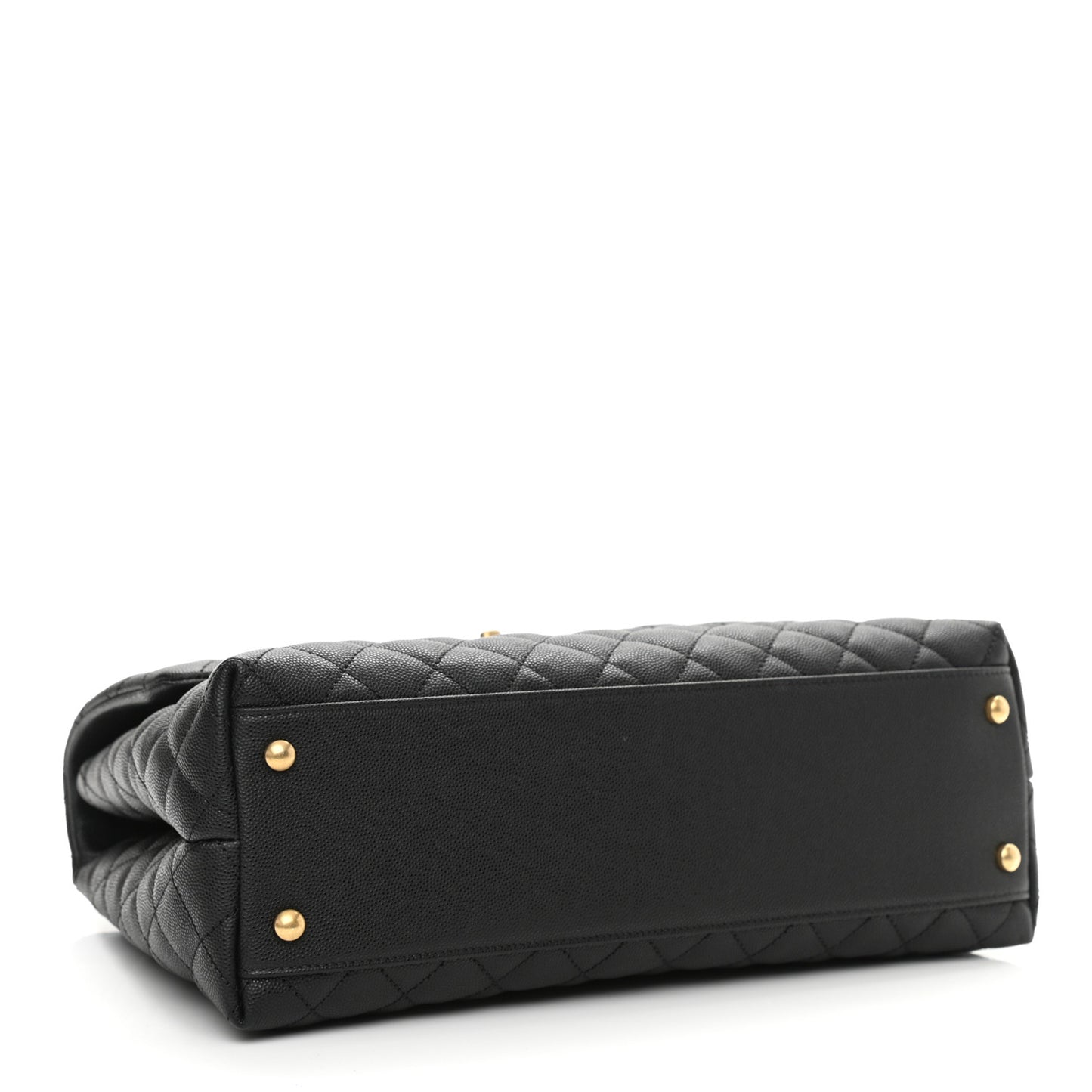 Caviar Lizard Quilted Medium Coco Handle Flap Black