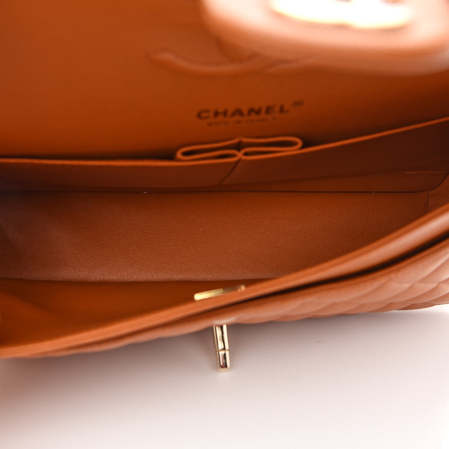 Caviar Quilted Medium Double Flap Light Brown