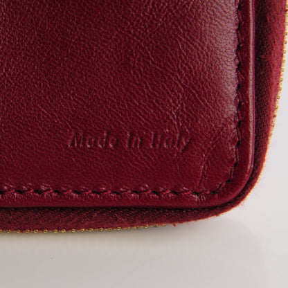 Celine Lambskin Zip Around Compact Wallet Burgundy Black 10 of 11
