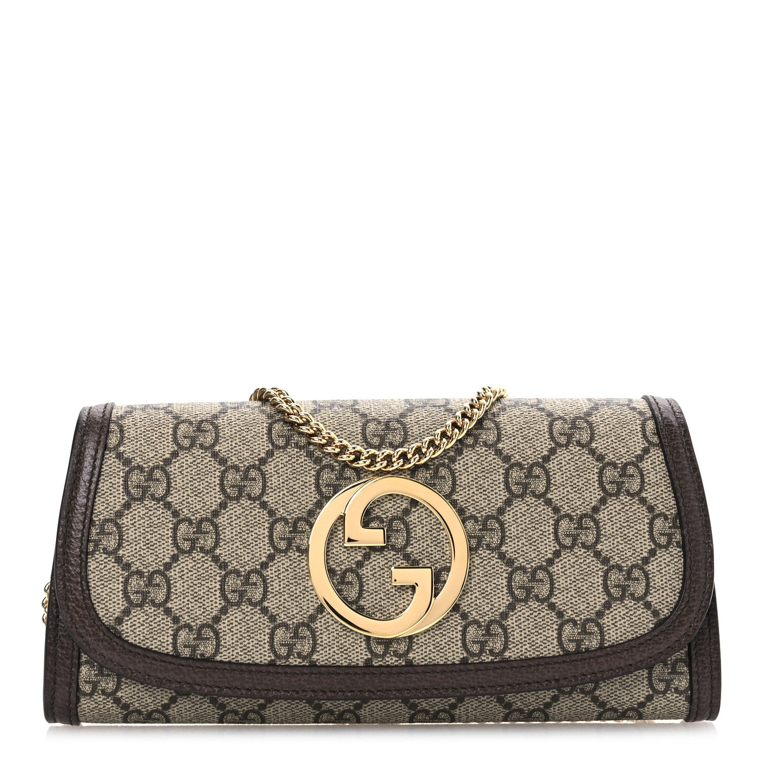 Gucci GG Supreme Monogram Textured Dollar Calfskin Blondie Continental Chain Wallet Beige Ebony New Acero 1 of 14