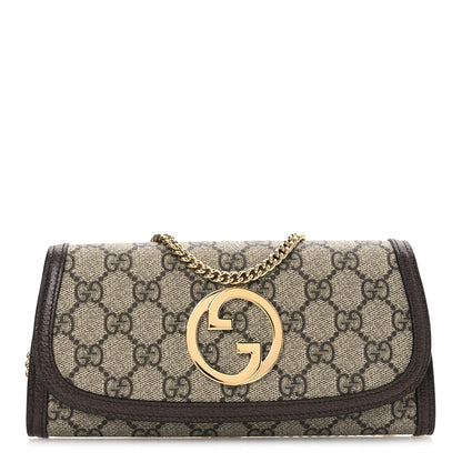 Gucci GG Supreme Monogram Textured Dollar Calfskin Blondie Continental Chain Wallet Beige Ebony New Acero 1 of 14