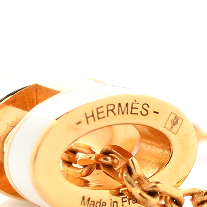 Hermes Lacquered Gold Mini Pop H Pendant Necklace White 6 of 8