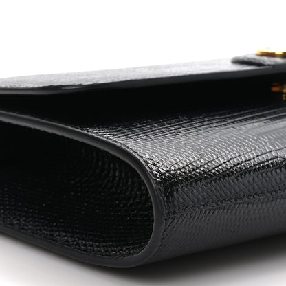 Gucci Calfskin Lizard Embossed Mini Diana Bamboo Top Handle Chain Bag Black 8 of 10