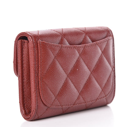 Chanel Iridescent Caviar Quilted Flap Card Holder Wallet Burgundy 3 of 10