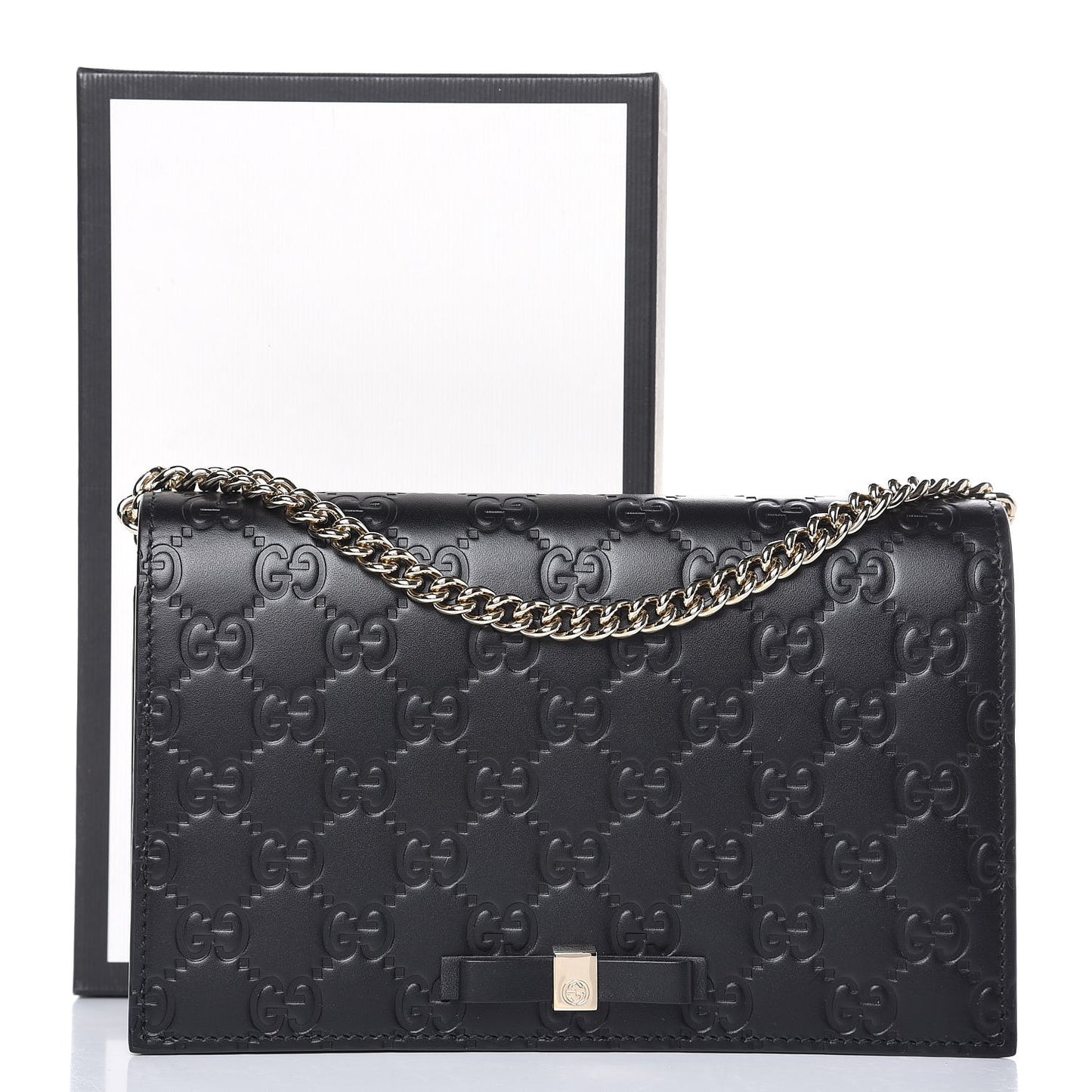 Guccissima Signature Bowy Chain Wallet Black