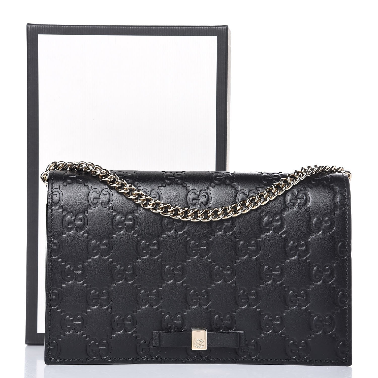 Gucci Guccissima Signature Bowy Chain Wallet Black 7 of 7