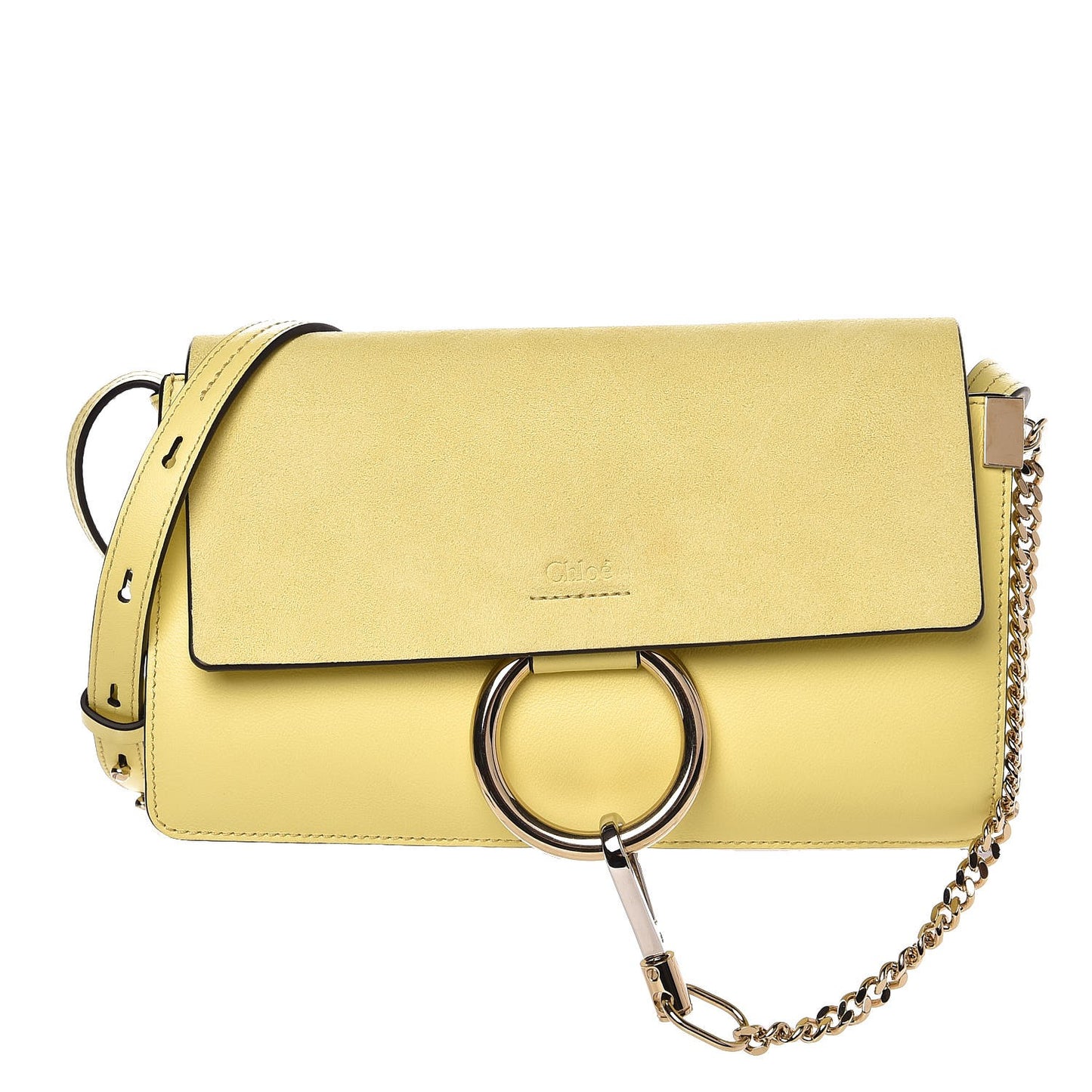 Suede Calfskin Small Faye Shoulder Bag Lemonade