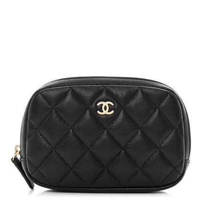 Chanel Caviar Quilted Curvy Pouch Cosmetic Case Black 1 of 8