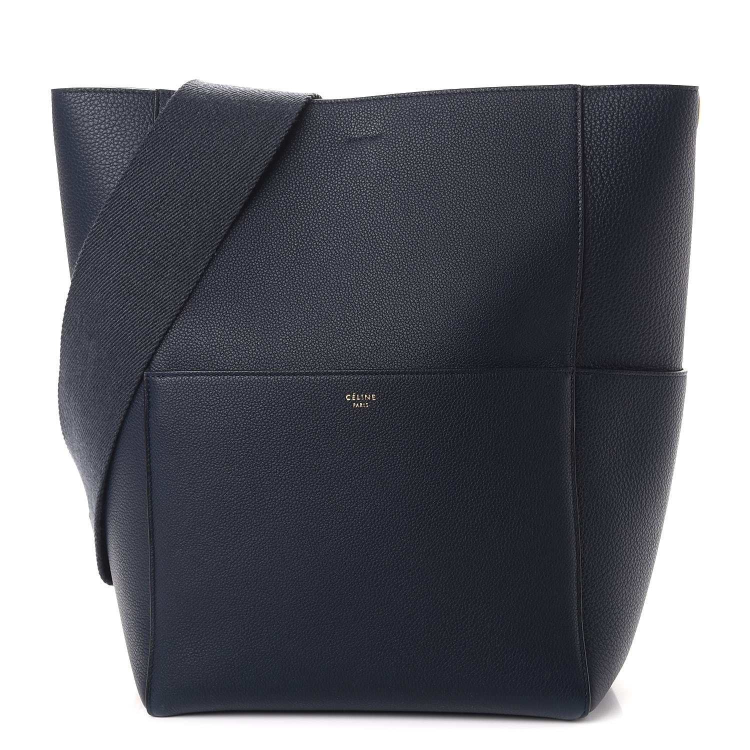 Celine Soft Grained Calfskin Sangle Bucket Bag Navy Blue 1 of 8
