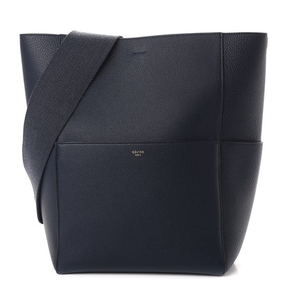 Celine Soft Grained Calfskin Sangle Bucket Bag Navy Blue 1 of 8