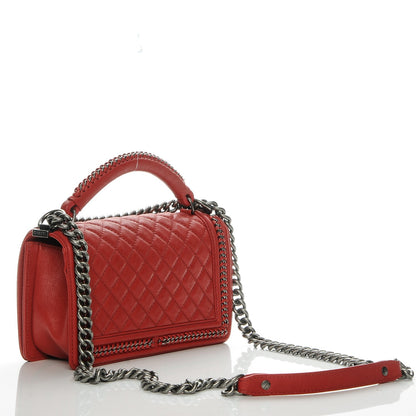 Chanel Calfskin Quilted Medium Top Handle Boy Flap Red 3 of 7