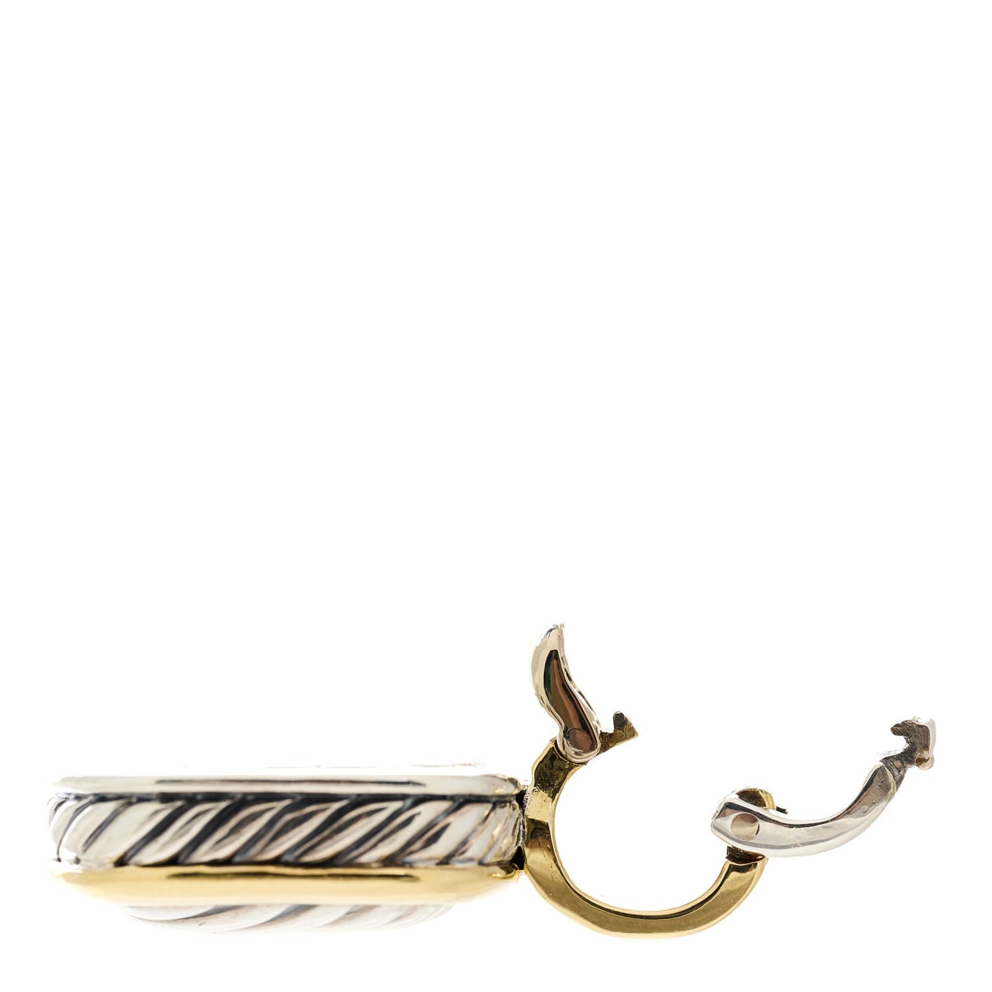 Sterling Silver 18K Yellow Gold 16mm Sculpted Cable Enhancer Pendant