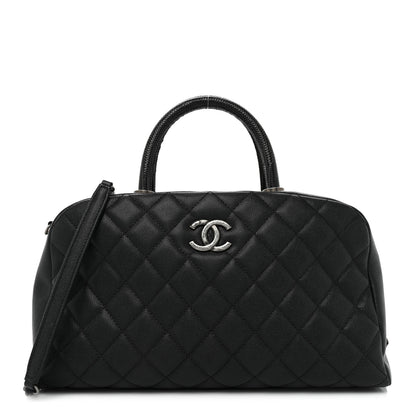 Chanel Caviar Lizard Quilted Coco Handle Bowler Black 1 of 16