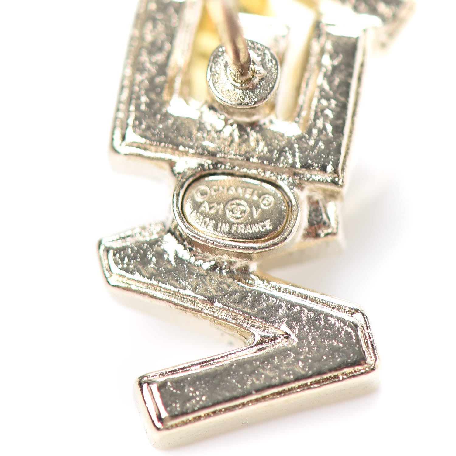 Chanel Crystal Pearl Signature Stud Earrings Gold 4 of 4