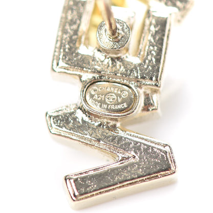 Chanel Crystal Pearl Signature Stud Earrings Gold 4 of 4
