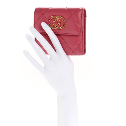Chanel Lambskin Quilted Chanel 19 Small Flap Wallet Pink 2 of 12