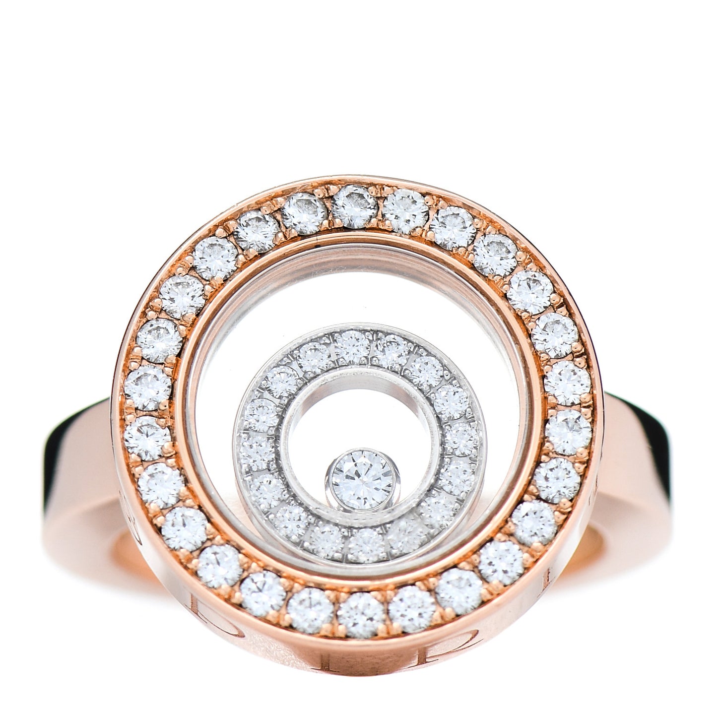 18K Rose White Gold Diamond Happy Spirit Ring 55 7.25