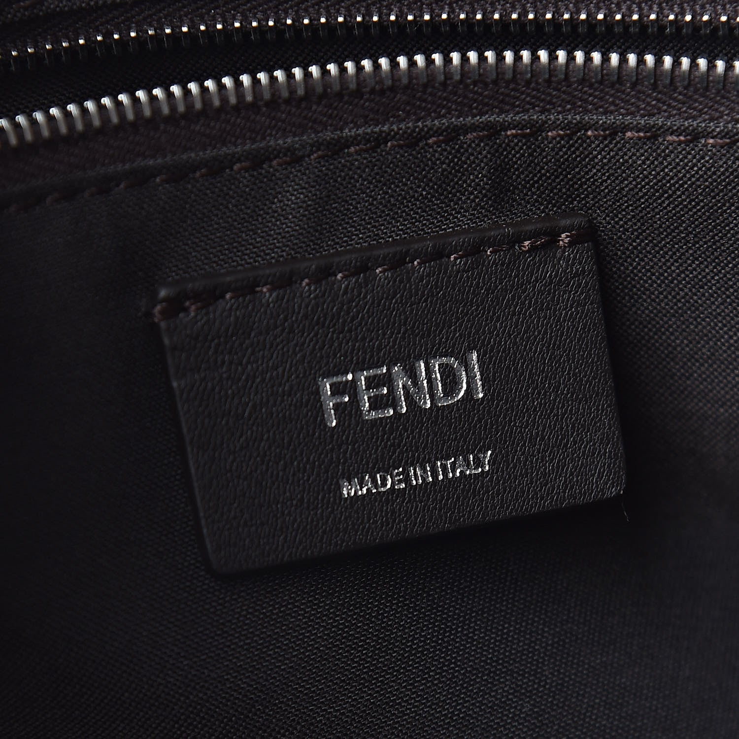 Fendi Glazed Fabric Vitello Century FF 1974 Stamp Patch Shopping Tote Mogano Panna Caramello 6 of 10