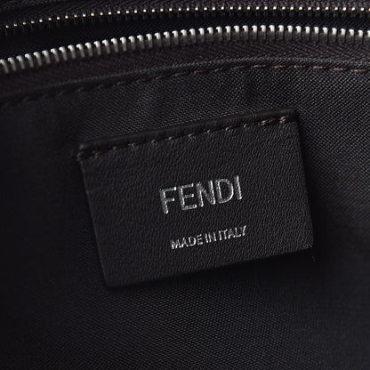 Fendi Glazed Fabric Vitello Century FF 1974 Stamp Patch Shopping Tote Mogano Panna Caramello 6 of 10