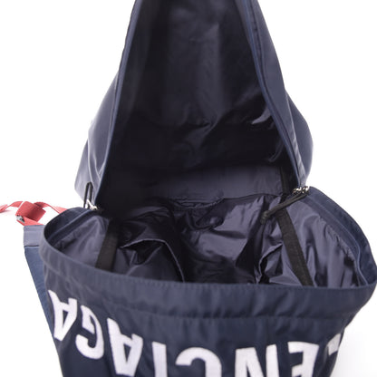 Balenciaga Sport Nylon Logo Embroidered Wheel Backpack Navy Blue Red 5 of 9