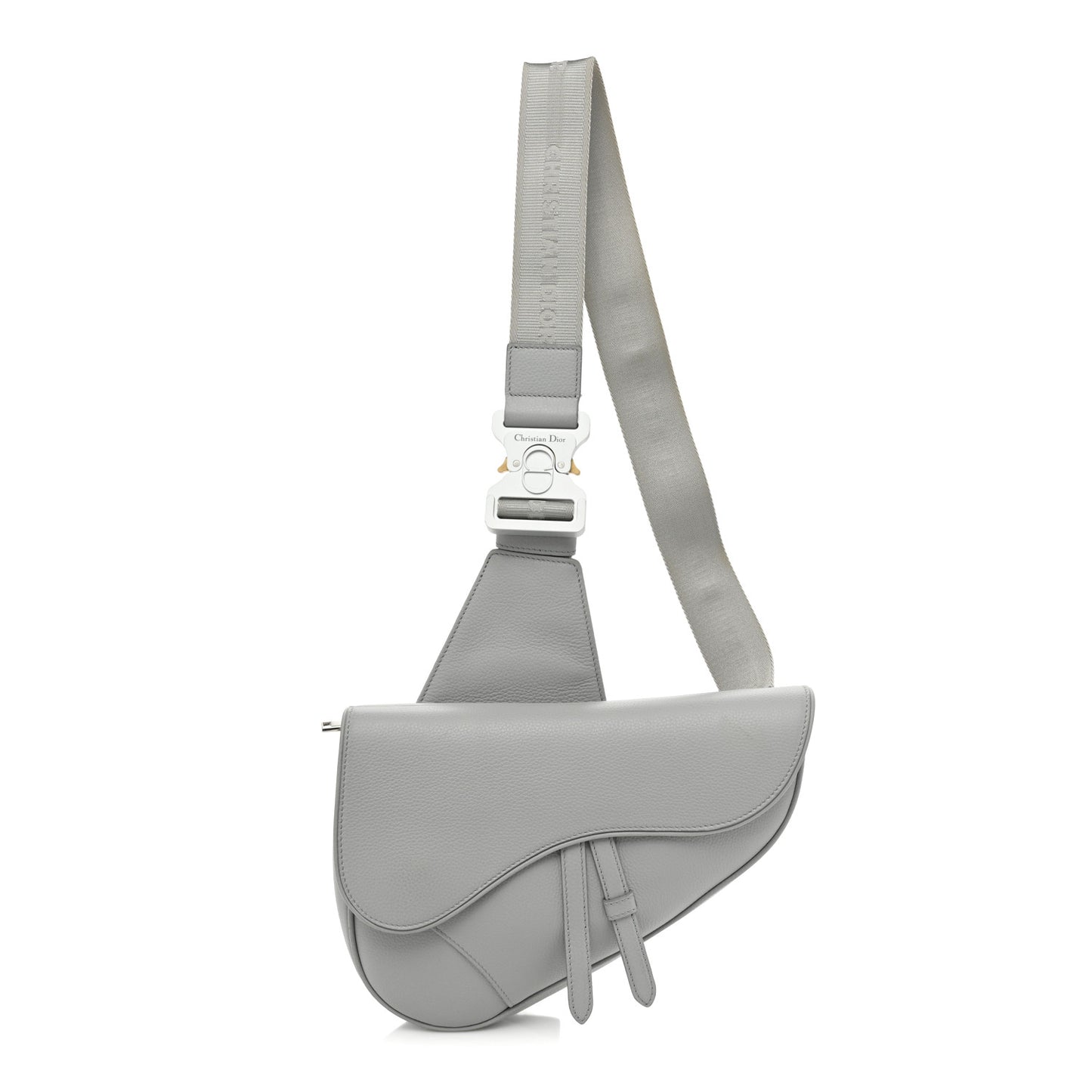 Grained Calfskin Kim Jones Saddle Bag Light Grey