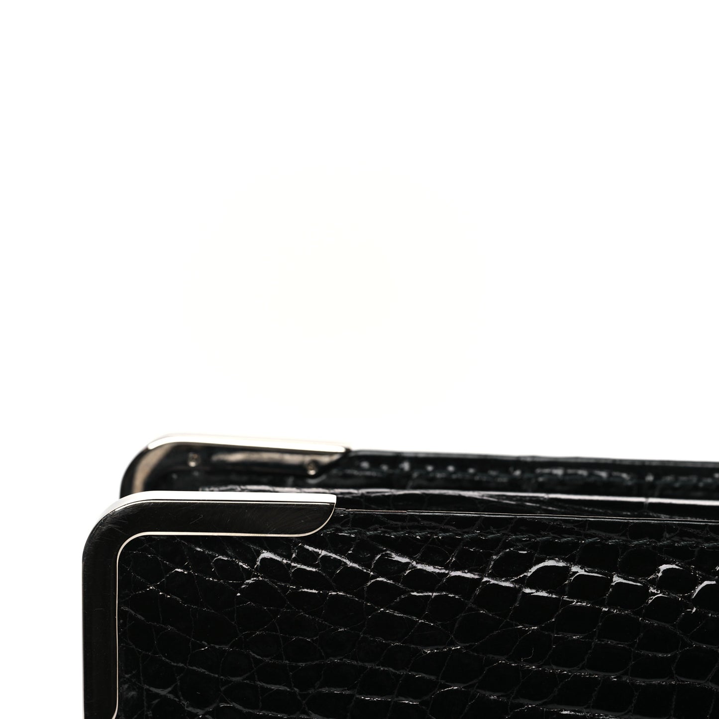 Crocodile Frame Clutch Black
