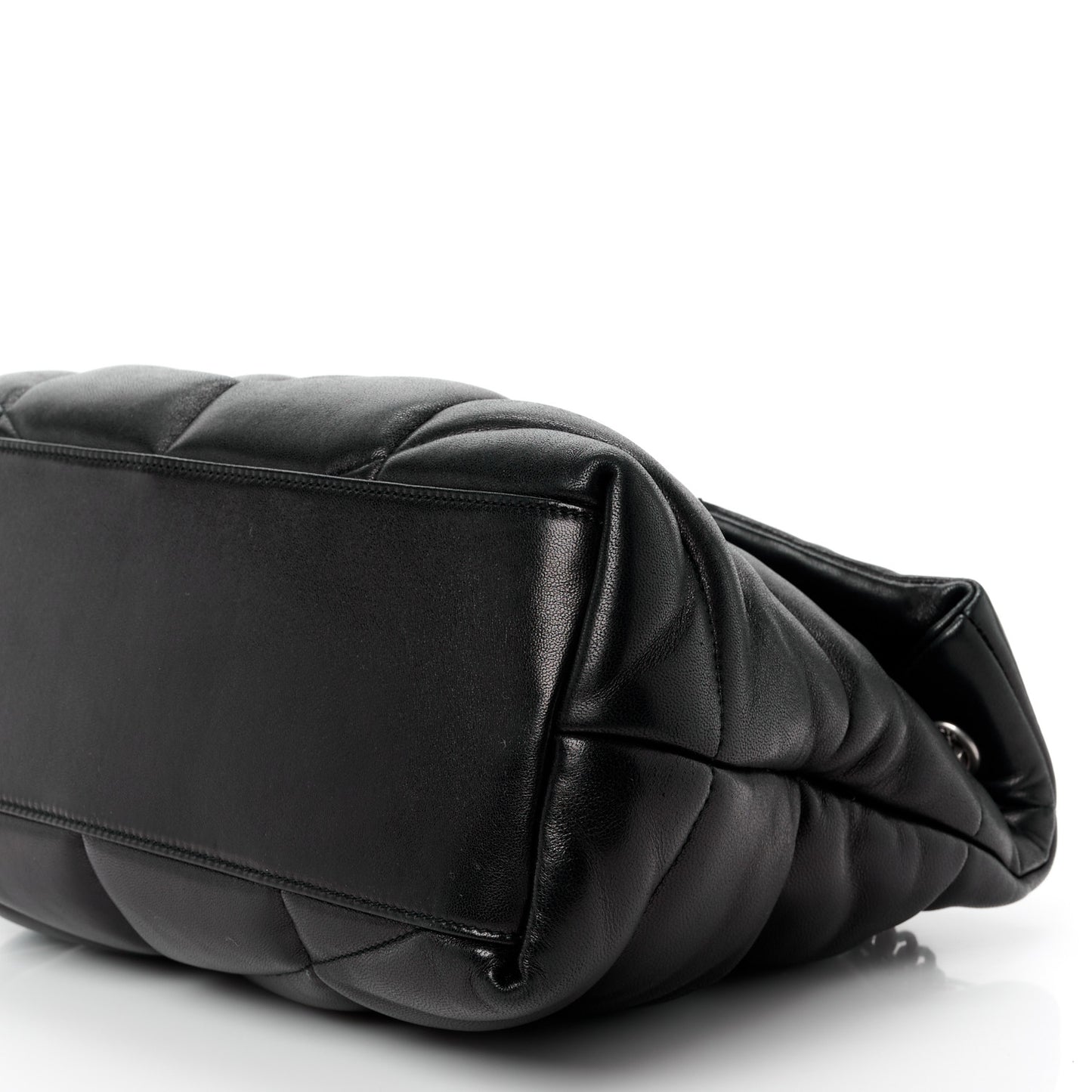Lambskin Quilted Medium Loulou Puffer Monogram Chain Satchel Black
