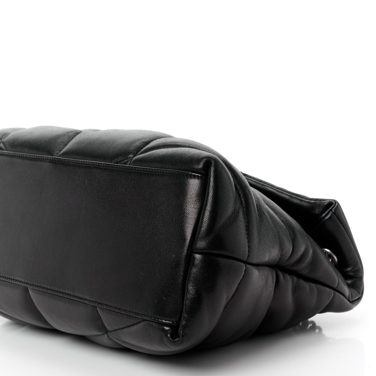 Saint Laurent Lambskin Quilted Medium Loulou Puffer Monogram Chain Satchel Black 11 of 11