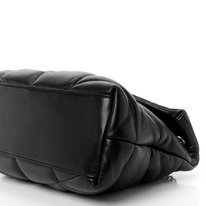 Saint Laurent Lambskin Quilted Medium Loulou Puffer Monogram Chain Satchel Black 11 of 11