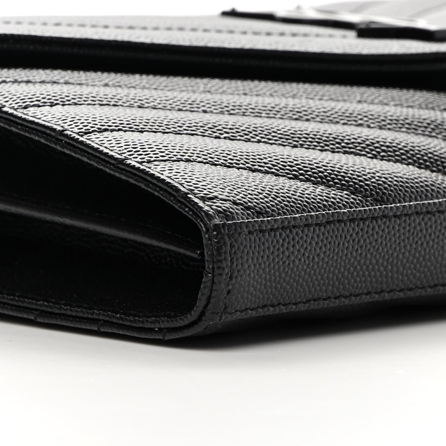 Grain De Poudre Matelasse Chevron Monogram Chain Wallet Black