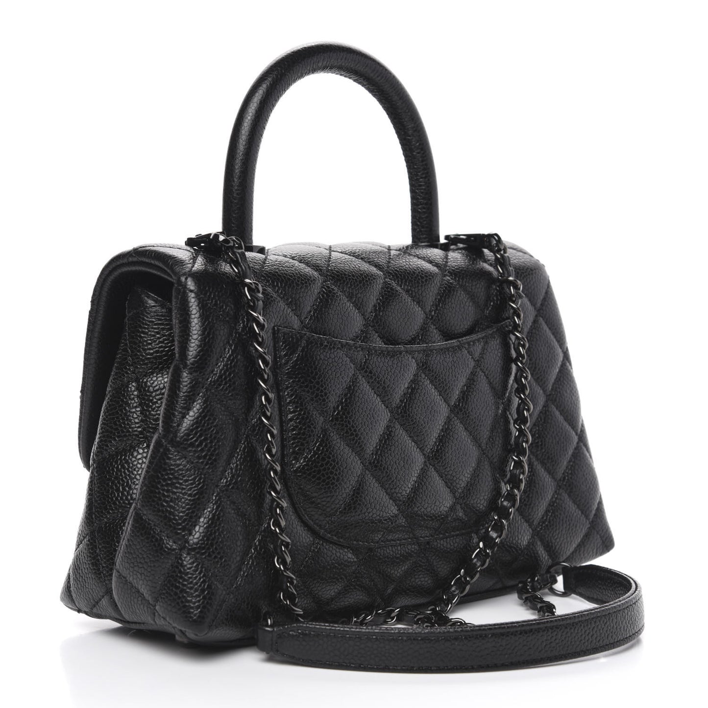Caviar Quilted Mini Coco Handle Flap So Black