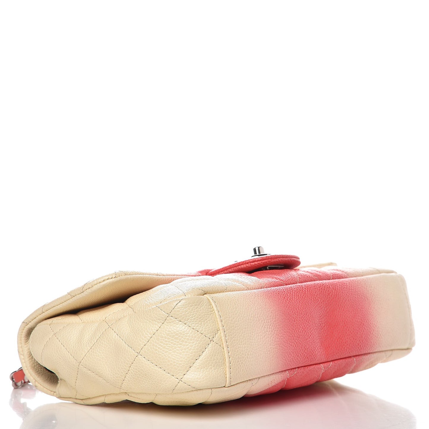 Caviar Quilted Ombre Medium Single Flap White Rose Pink