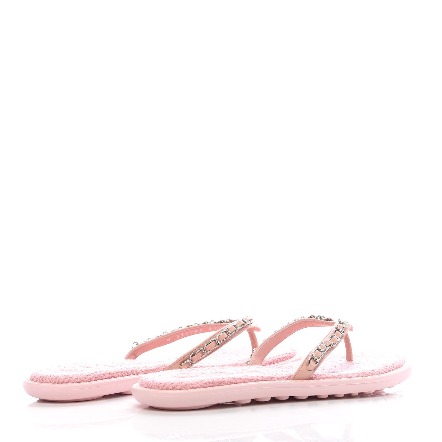 Chanel Calfskin CC Chain Thong Sandals 37 Pink 4 of 8