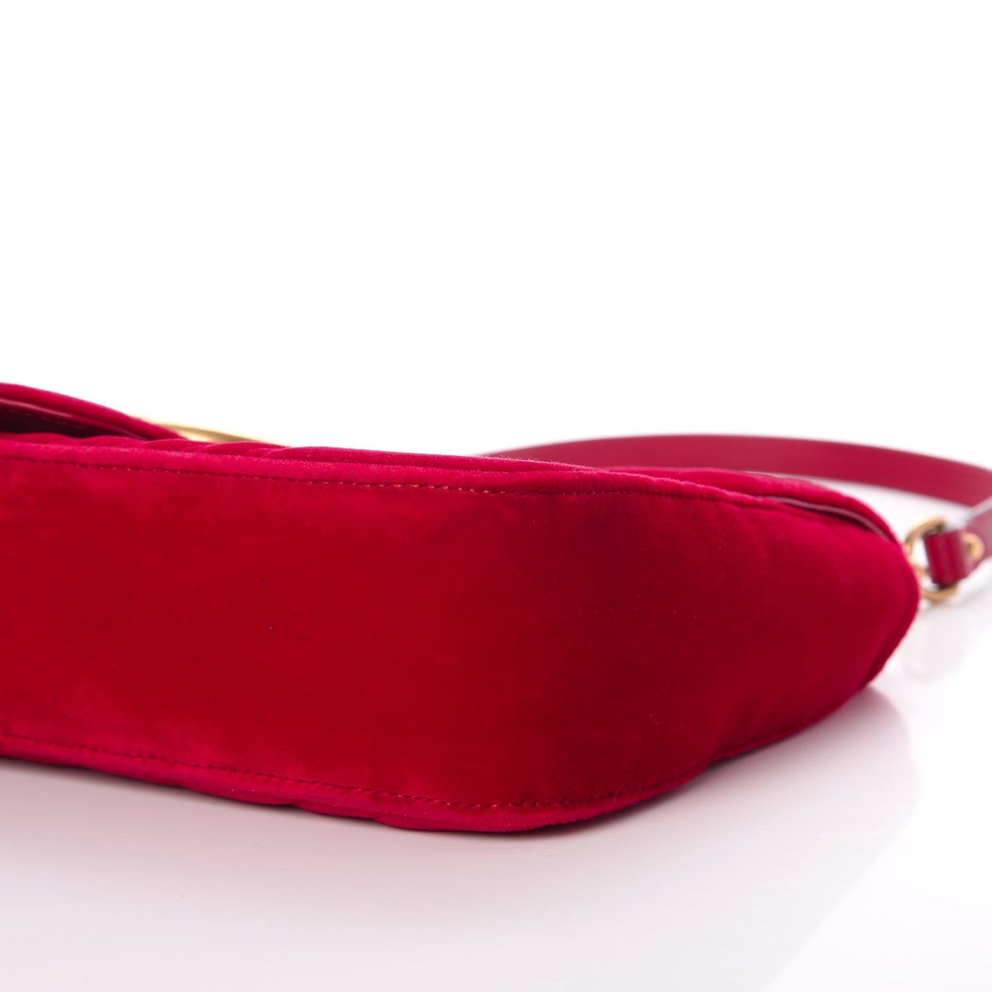 Velvet Matelasse Medium GG Marmont Shoulder Bag Hibiscus Red