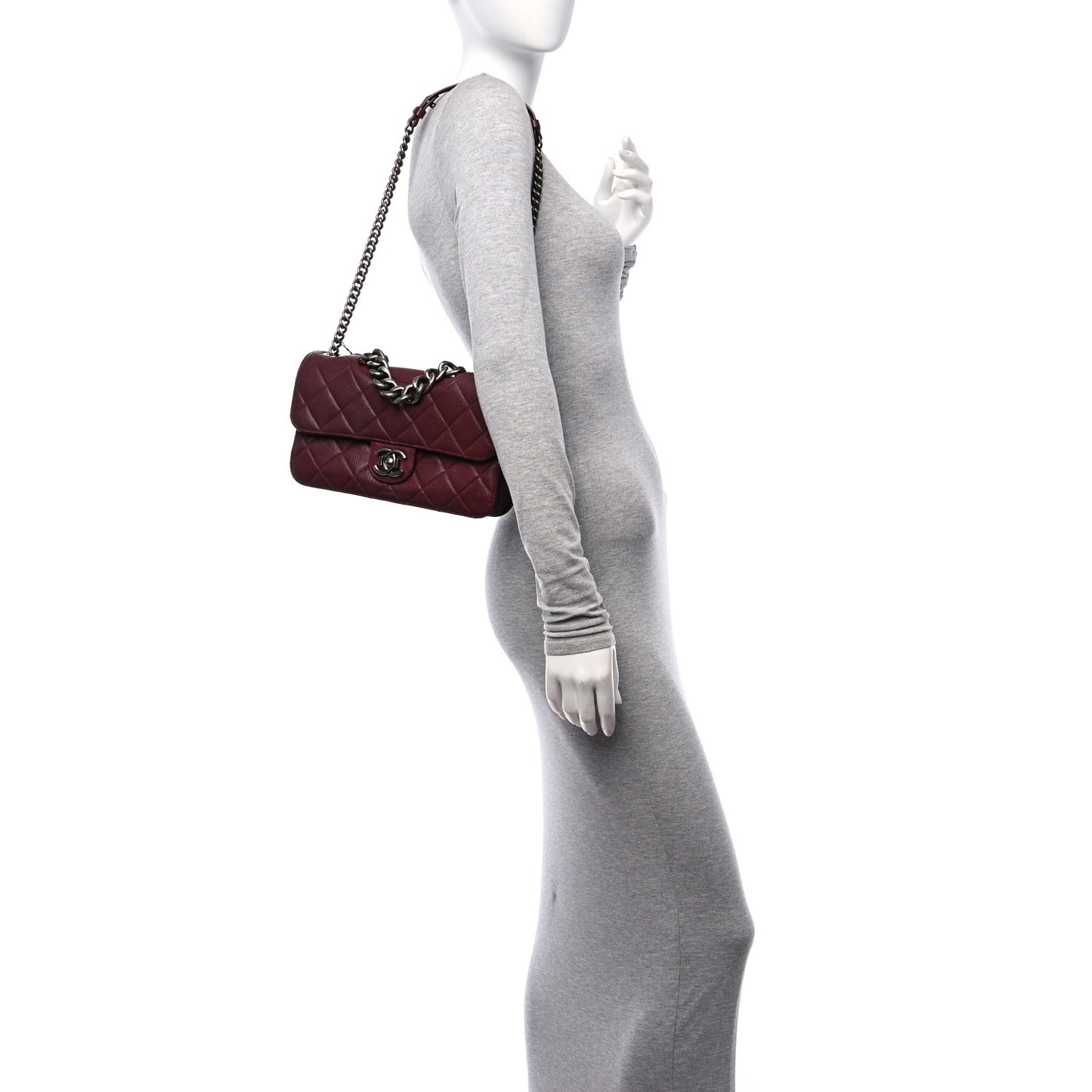 Goatskin Quilted Medium Perfect Edge Flap Burgundy